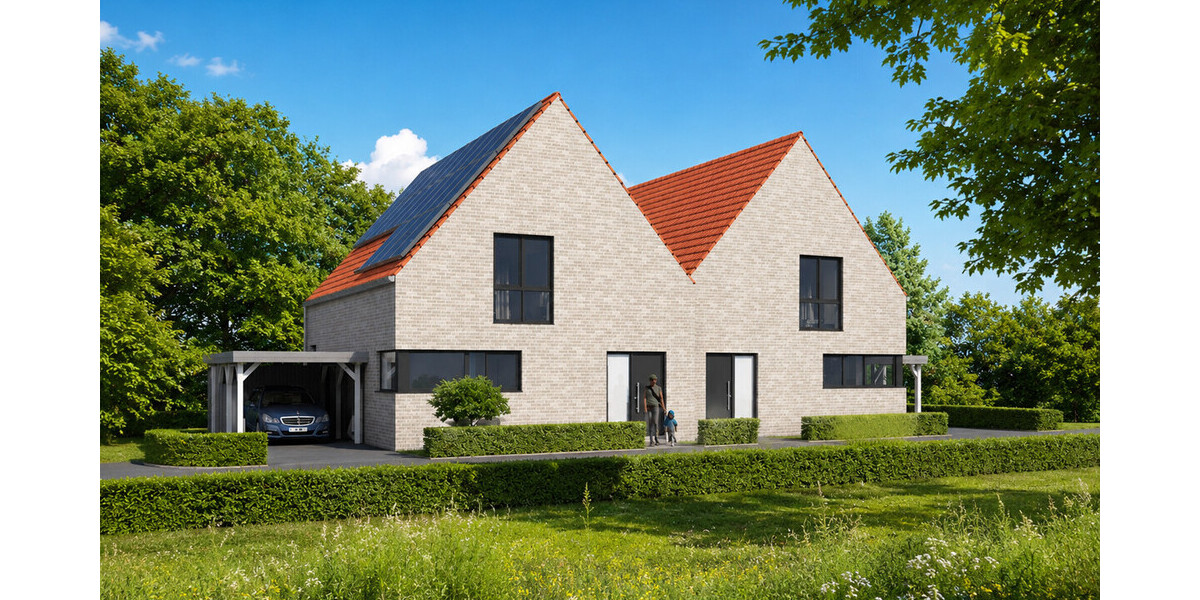 Zwei exklusive Neubau-Doppelhaushälften mit familienfreundlichem Wohnkonzept & Privatteich - Doppelhaushälfte Münster / Albachten Albachten | Angebot:26727481